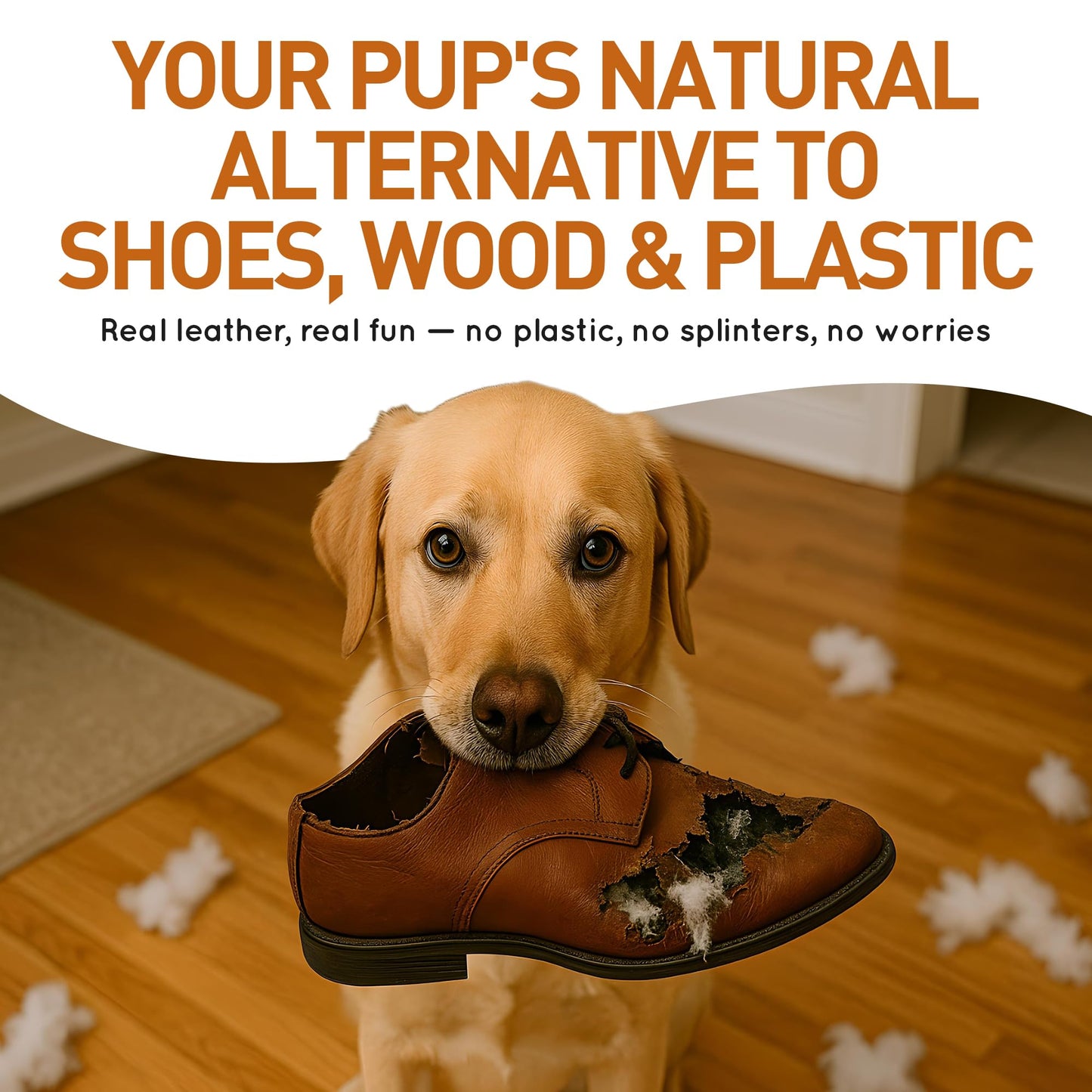 Wildfang® Leather Dog Toy, Medium – Soft Dog Chew Toys for Gentle Chewers, Puppies, Senior or Older Dogs with Sensitive Teeth – Non-Toxic, Stuffless, 5mm Leather Dog Bone for Dogs 22–33 lbs, Pack of 1