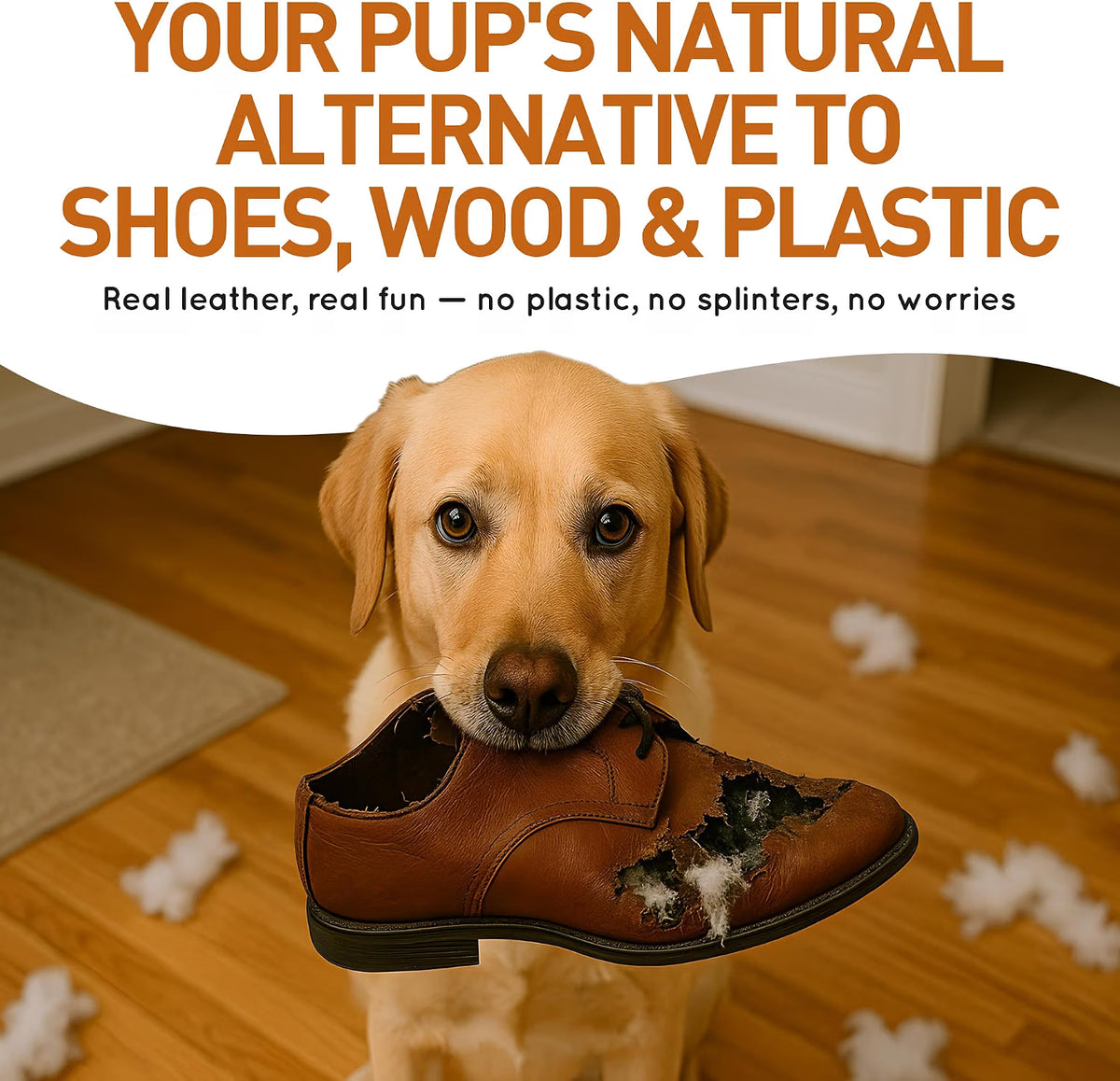 Natural Leather Dog Chew Bone – Vegetable-Tanned Cowhide